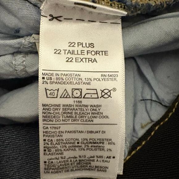 Old Navy New With Tag Dark Wash Skinny Jean Plus Size 20 Wide Elastic Waist - Picture 6 of 7